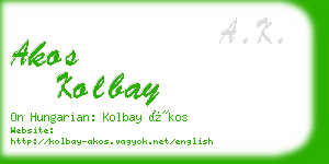 akos kolbay business card